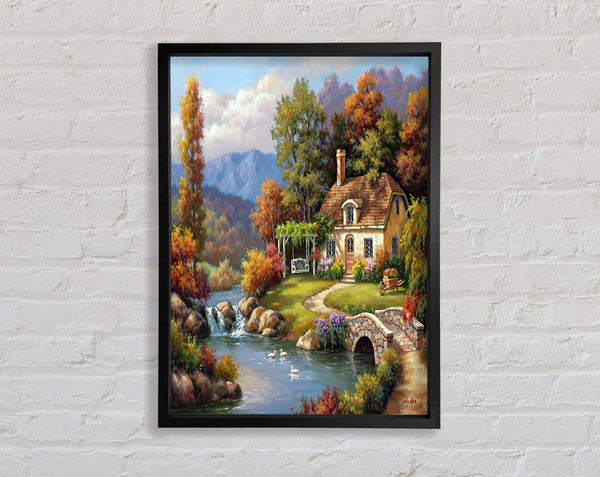 Cottage In The Woods Framed Print