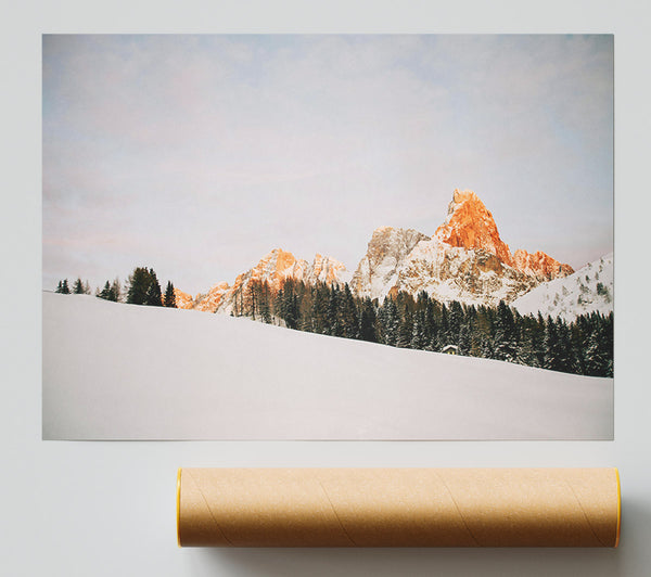 Orange Sunset Peaks Giclee Print