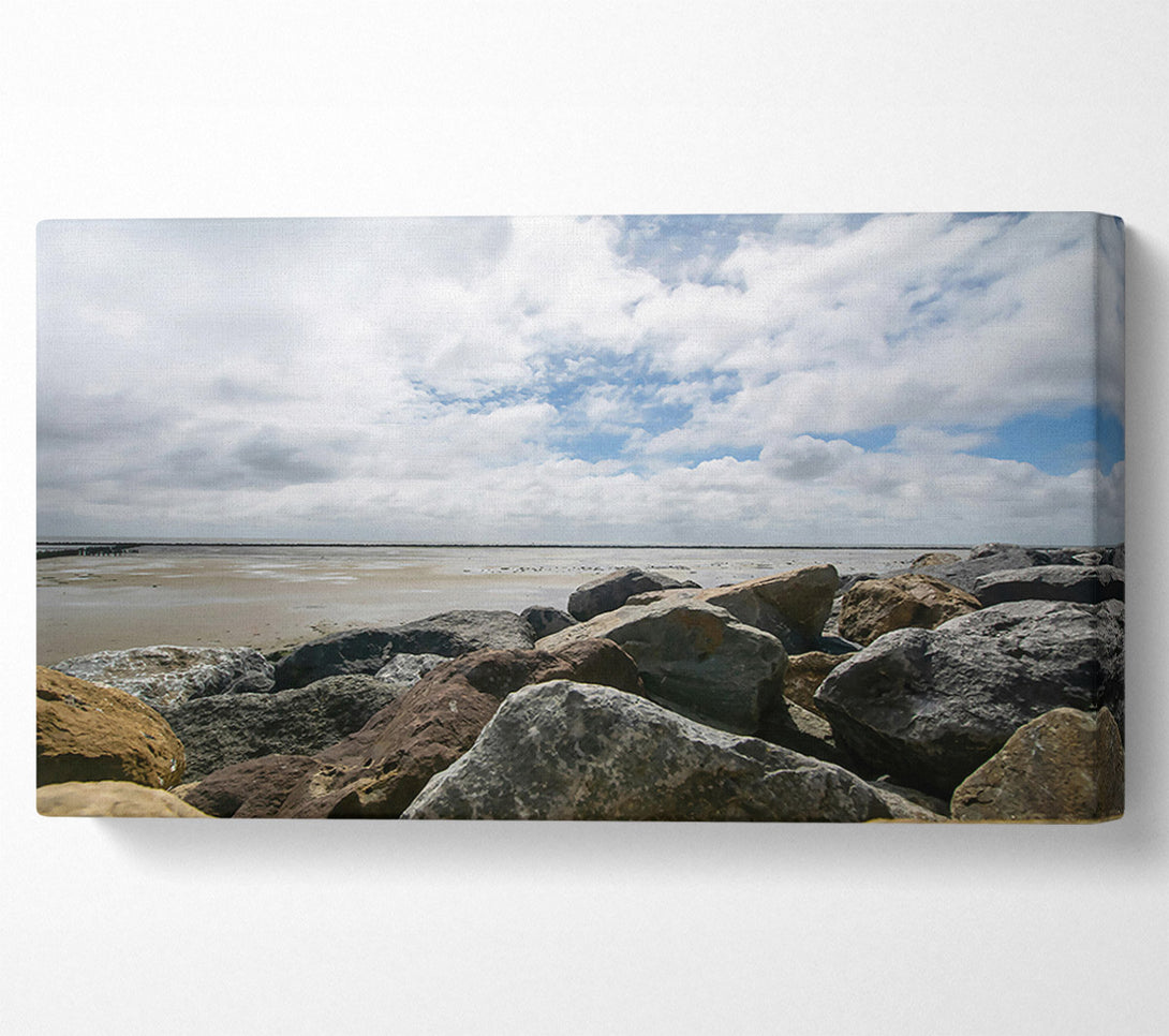  A Canvas Print of Grey Rocks By The Sea Canvas Wall Art