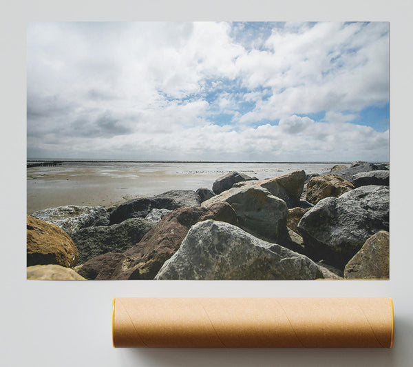 Grey Rocks By The Sea Print