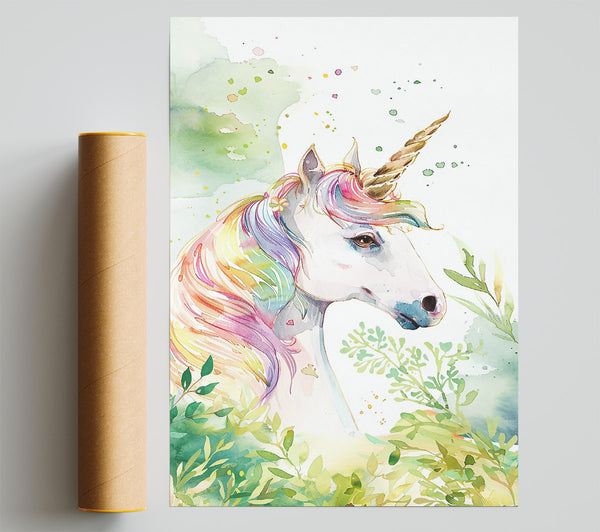 Green Rainbow Unicorn Dream Giclee Print