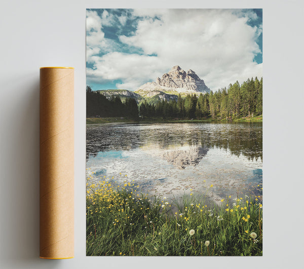 Green Mountain Reflection Print