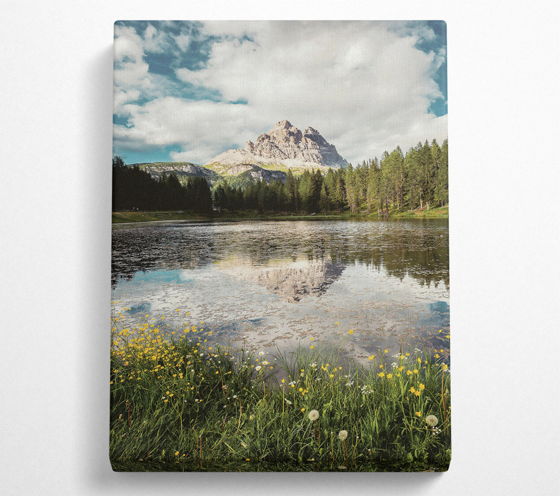  A Canvas Print of Green Mountain Reflection Canvas Art