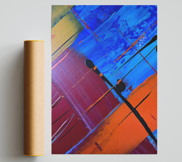 Azure And Orange Lines Poster