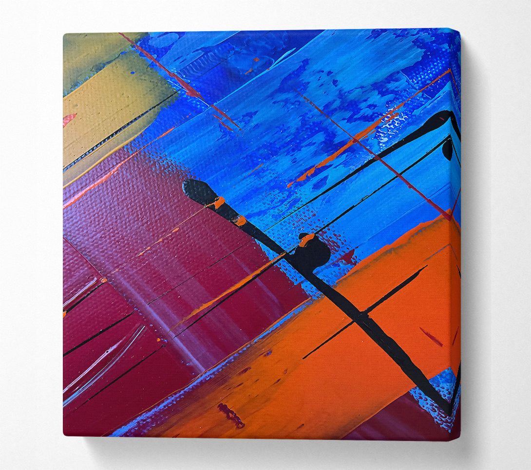  A Canvas Print of Azure And Orange Lines Canvas Wall Art