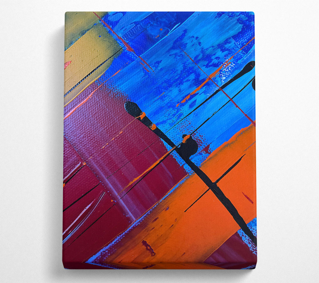  A Canvas Print of Azure And Orange Lines Canvas Wall Art