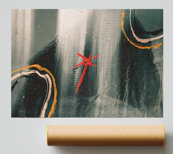 Red Splattered Sky Print