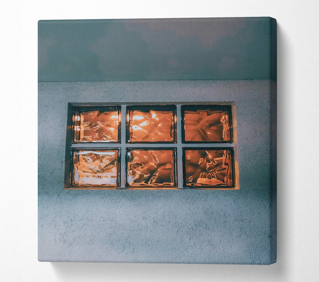  A Canvas Print of Amber Glass Windowpane Canvas Art