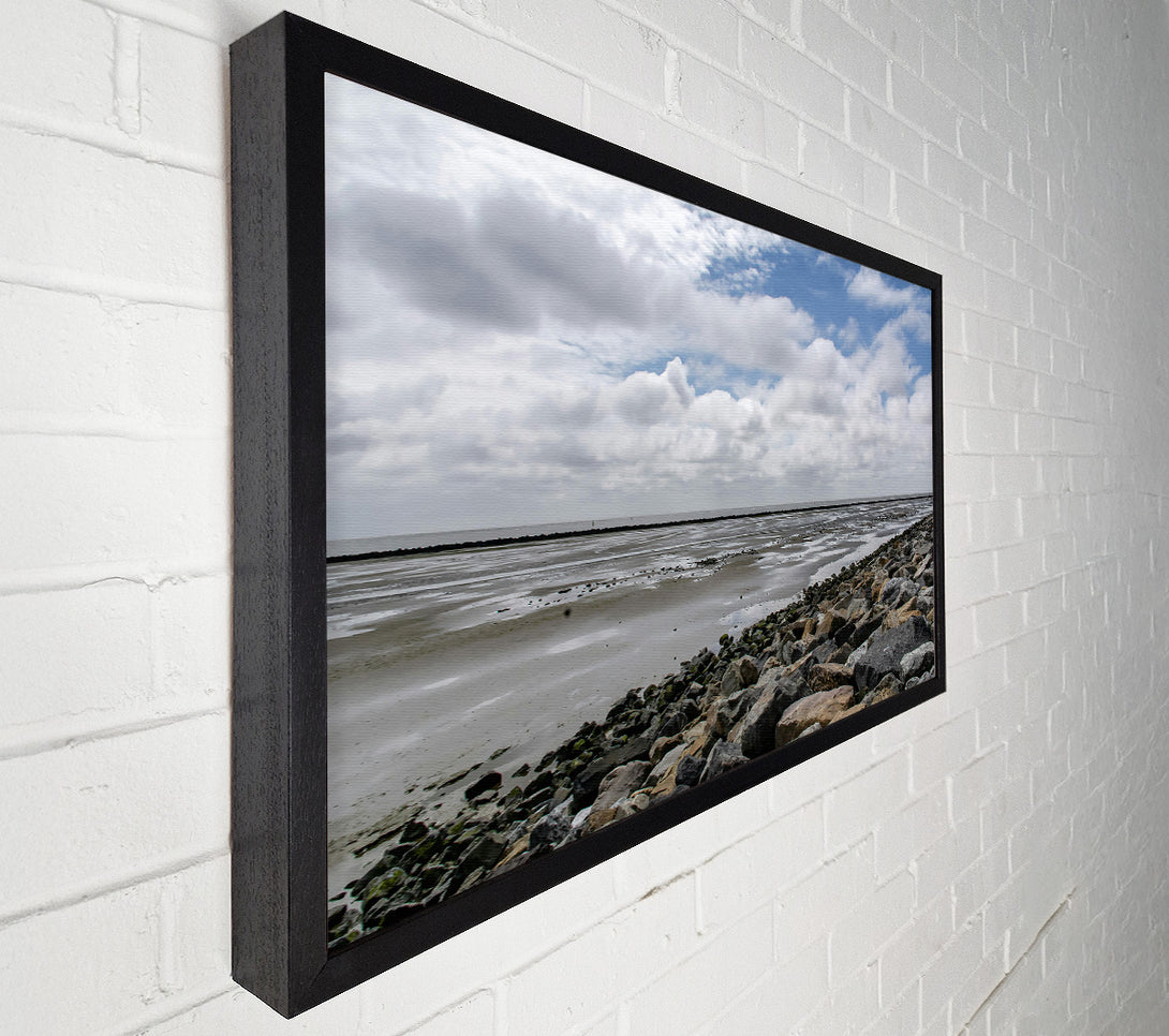  A Canvas Print of Grey Sky, Rocky Shore Canvas Print