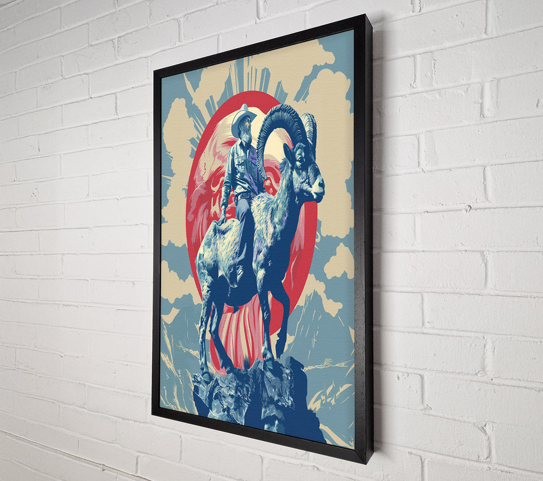  A Canvas Print of Cowboy Riding The Ram Canvas Wall Art