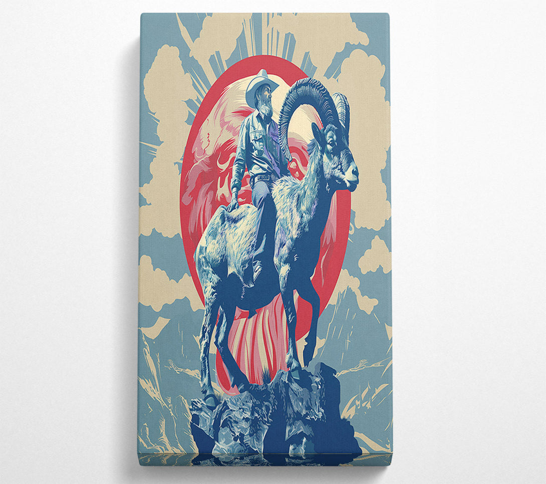  A Canvas Print of Cowboy Riding The Ram Canvas Wall Art