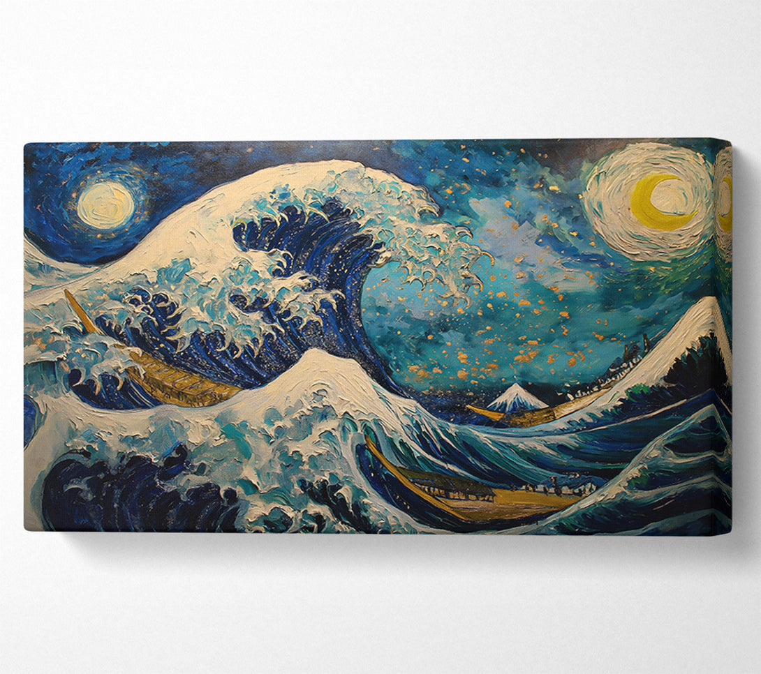 A Canvas Print of Blue Night Wave Canvas Wall Art