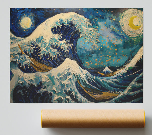 Blue Night Wave Print