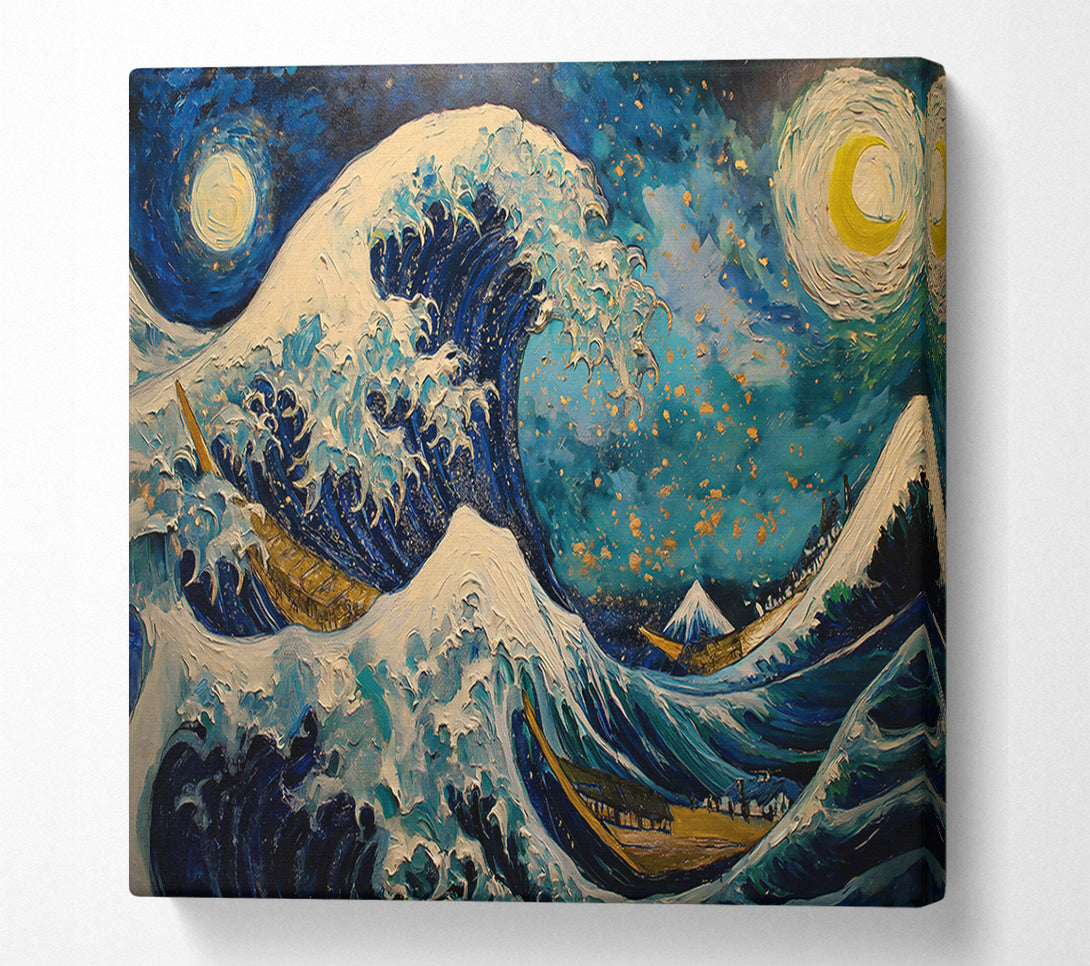  A Canvas Print of Blue Night Wave Canvas Wall Art