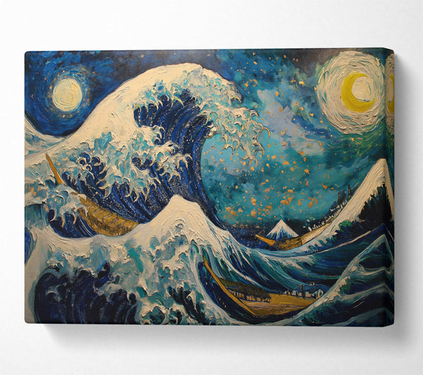 A Canvas Print of Blue Night Wave Canvas Wall Art