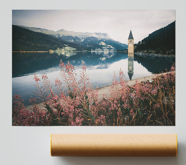 Blue Lake Reflection Poster