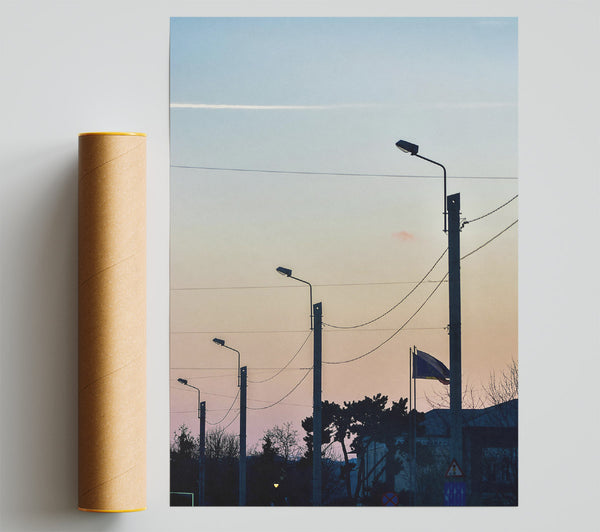 Pink Sunset Silhouettes Poster