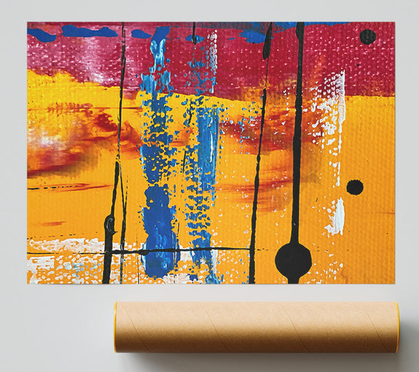 Yellow Abstract Drips Giclee Print