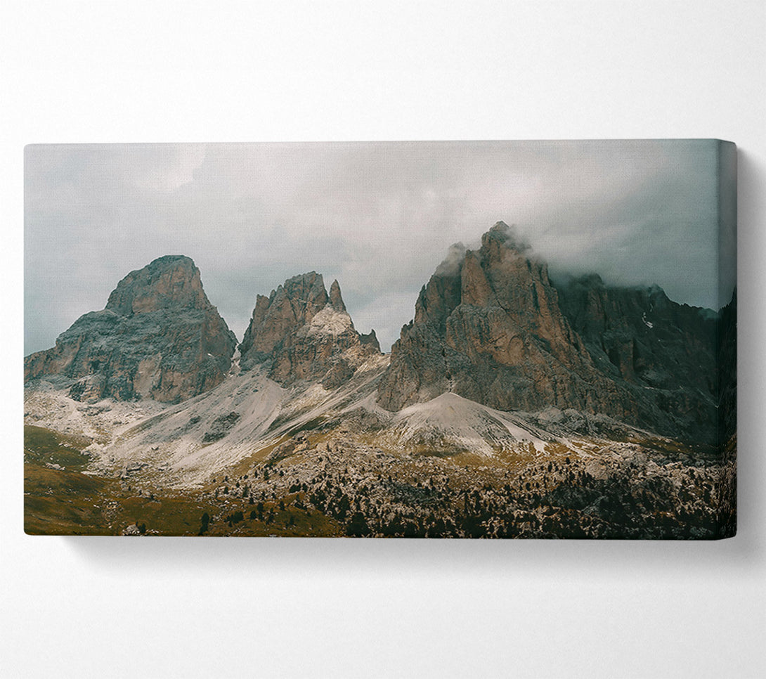  A Canvas Print of Gray Peaks In Fog Canvas Print
