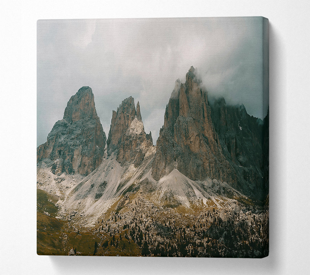  A Canvas Print of Gray Peaks In Fog Canvas Print