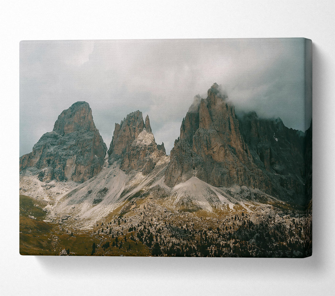  A Canvas Print of Gray Peaks In Fog Canvas Print