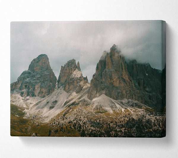  A Canvas Print of Gray Peaks In Fog Canvas Print