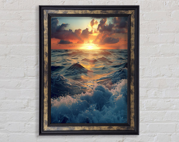 Crashing Ocean On The Rocks Framed Print