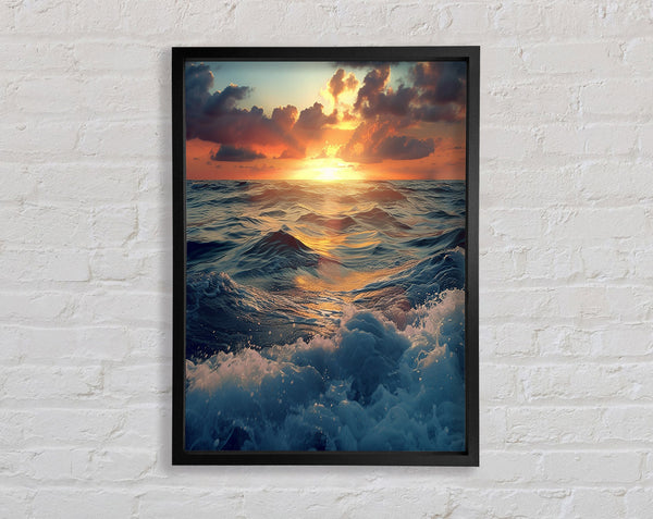 Crashing Ocean On The Rocks Framed Print