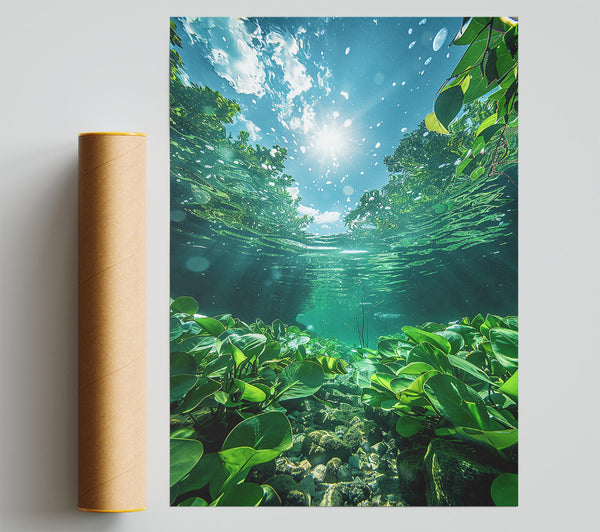 Emerald Underwater Sun Giclee Print