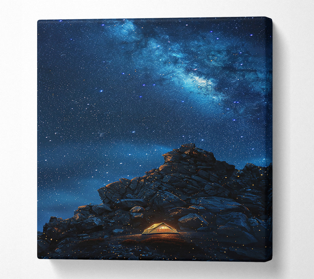  A Canvas Print of Blue Night Sky Campsite Canvas Art