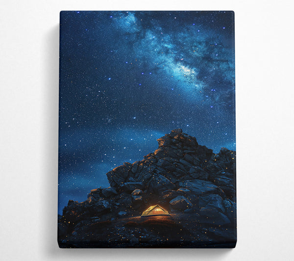  A Canvas Print of Blue Night Sky Campsite Canvas Art