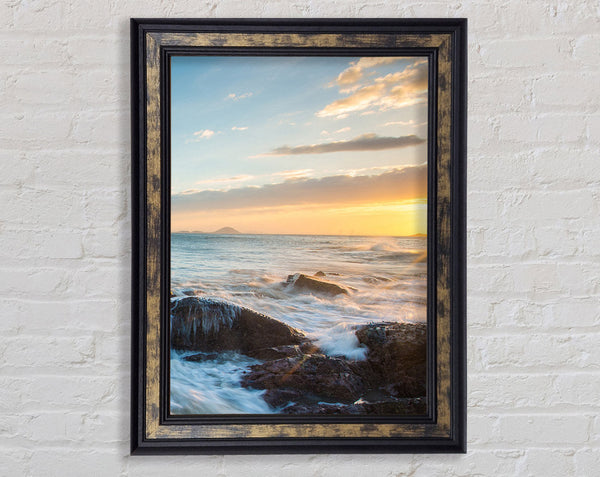 Crashing Waves On The Rocks Framed Print