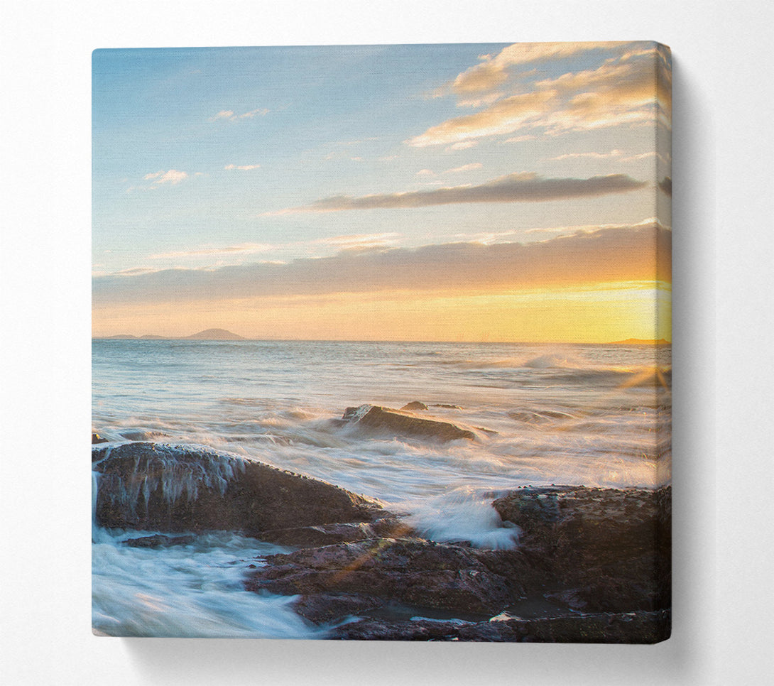  A Canvas Print of Crashing Waves On The Rocks Canvas Art