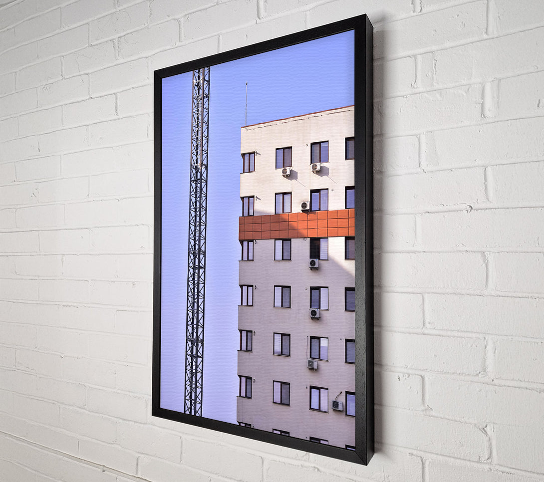  A Canvas Print of White Building And Steel Crane Canvas Art