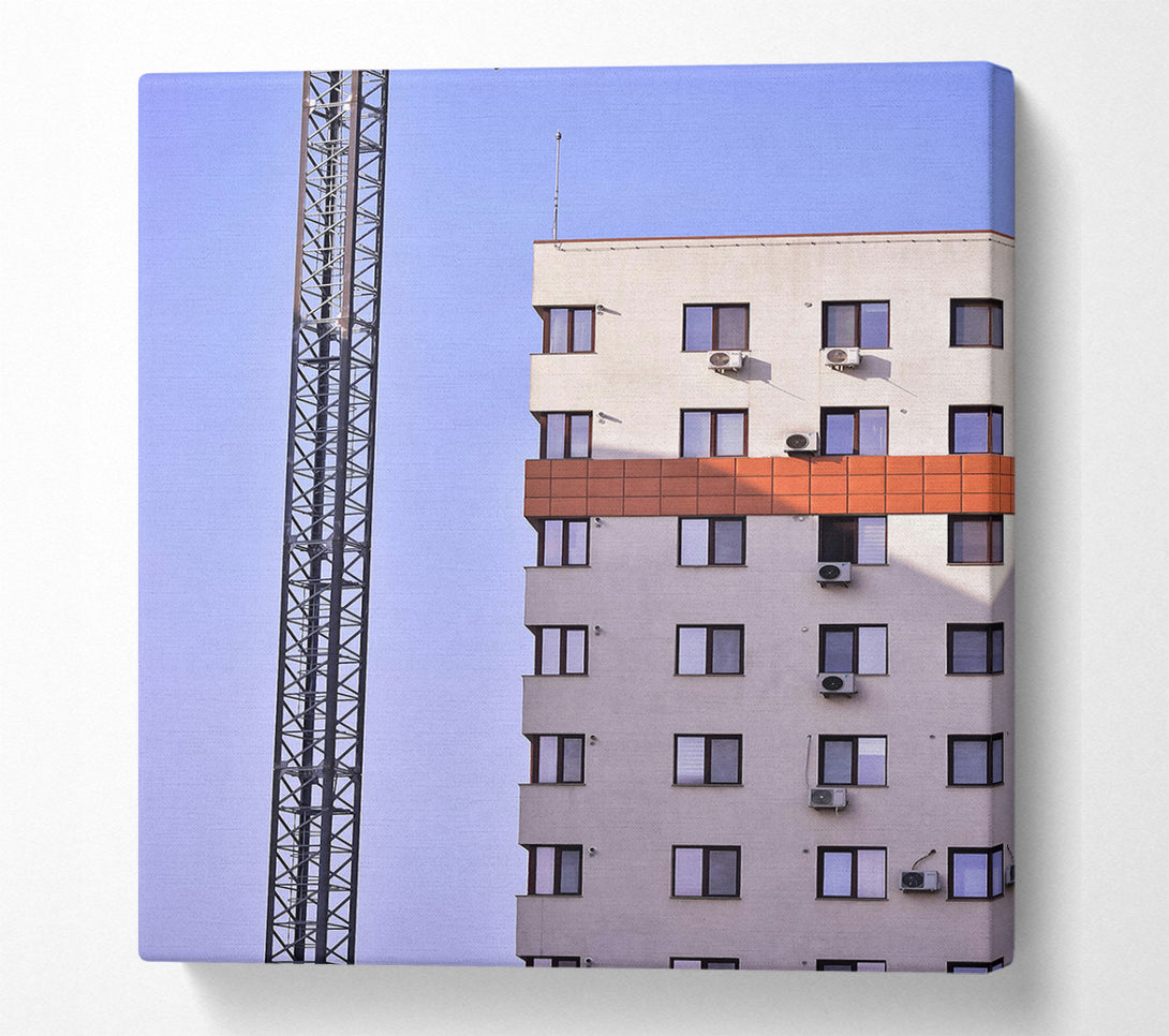  A Canvas Print of White Building And Steel Crane Canvas Art
