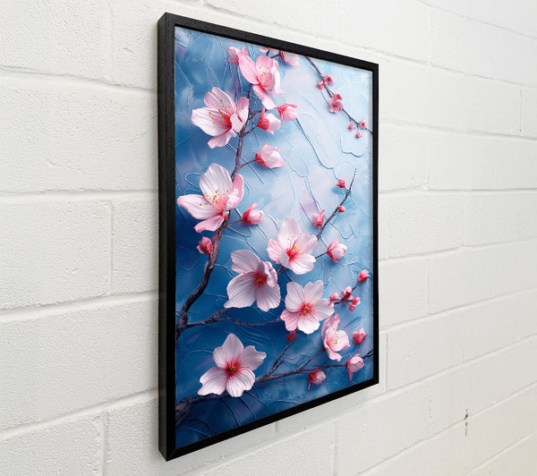 Pink Blossoms On Blue