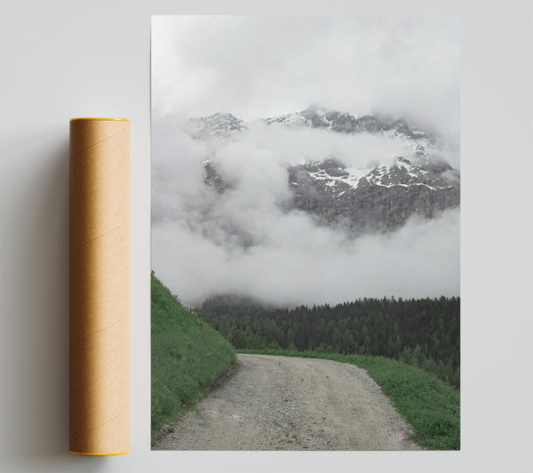 Grey Mountain Path Giclee Print