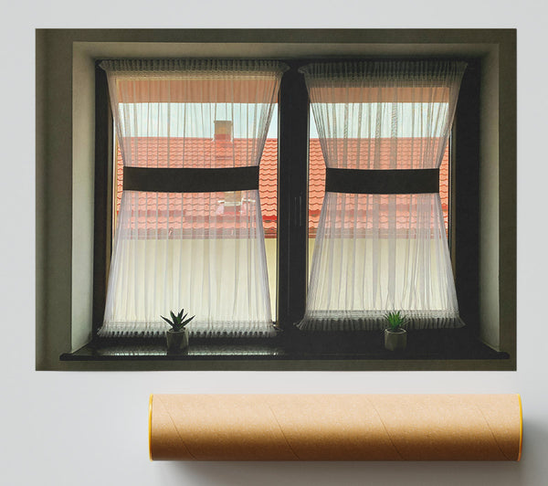 Red Roof Through Sheers Poster