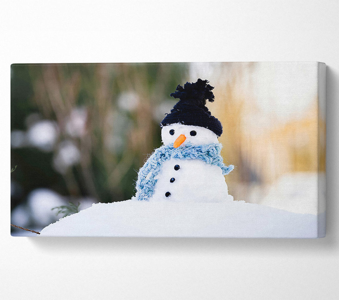  A Canvas Print of Blue Scarf Snowman Canvas Print