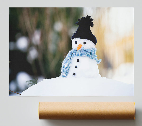 Blue Scarf Snowman Print