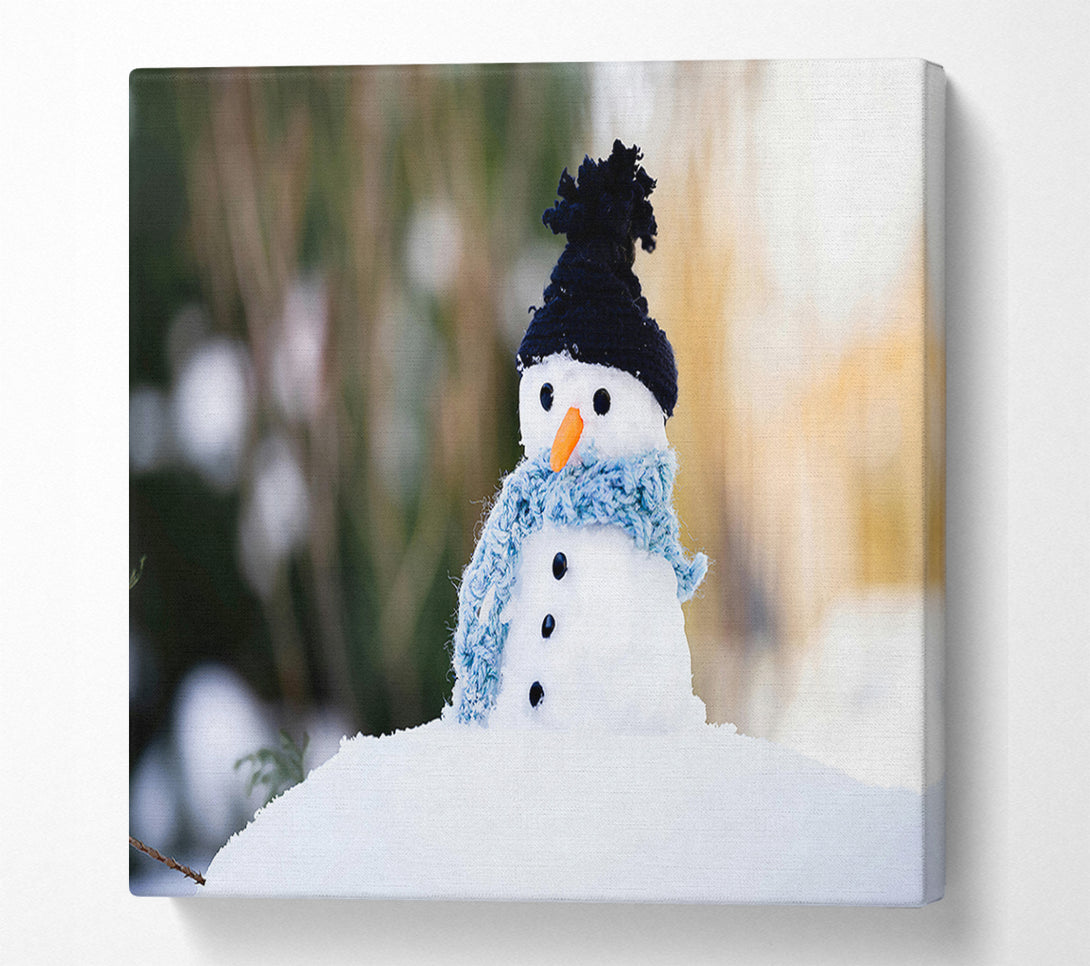  A Canvas Print of Blue Scarf Snowman Canvas Print