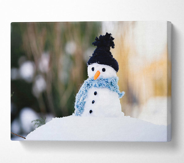  A Canvas Print of Blue Scarf Snowman Canvas Print