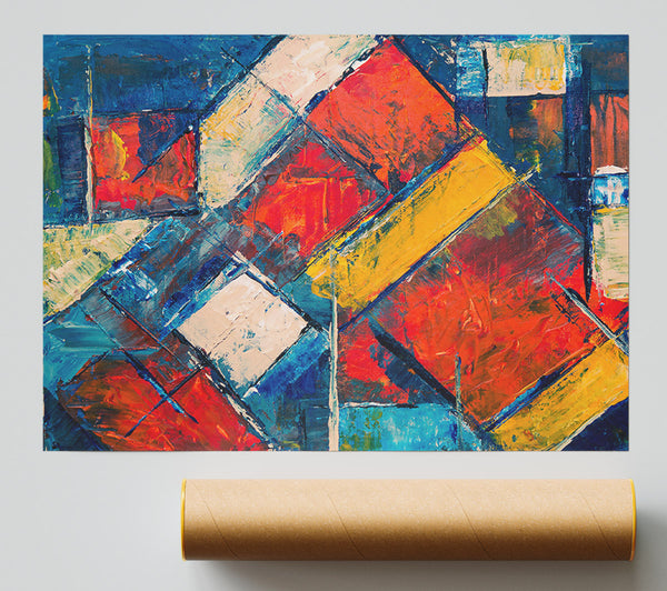 Crimson Geometric Dance Giclee Print