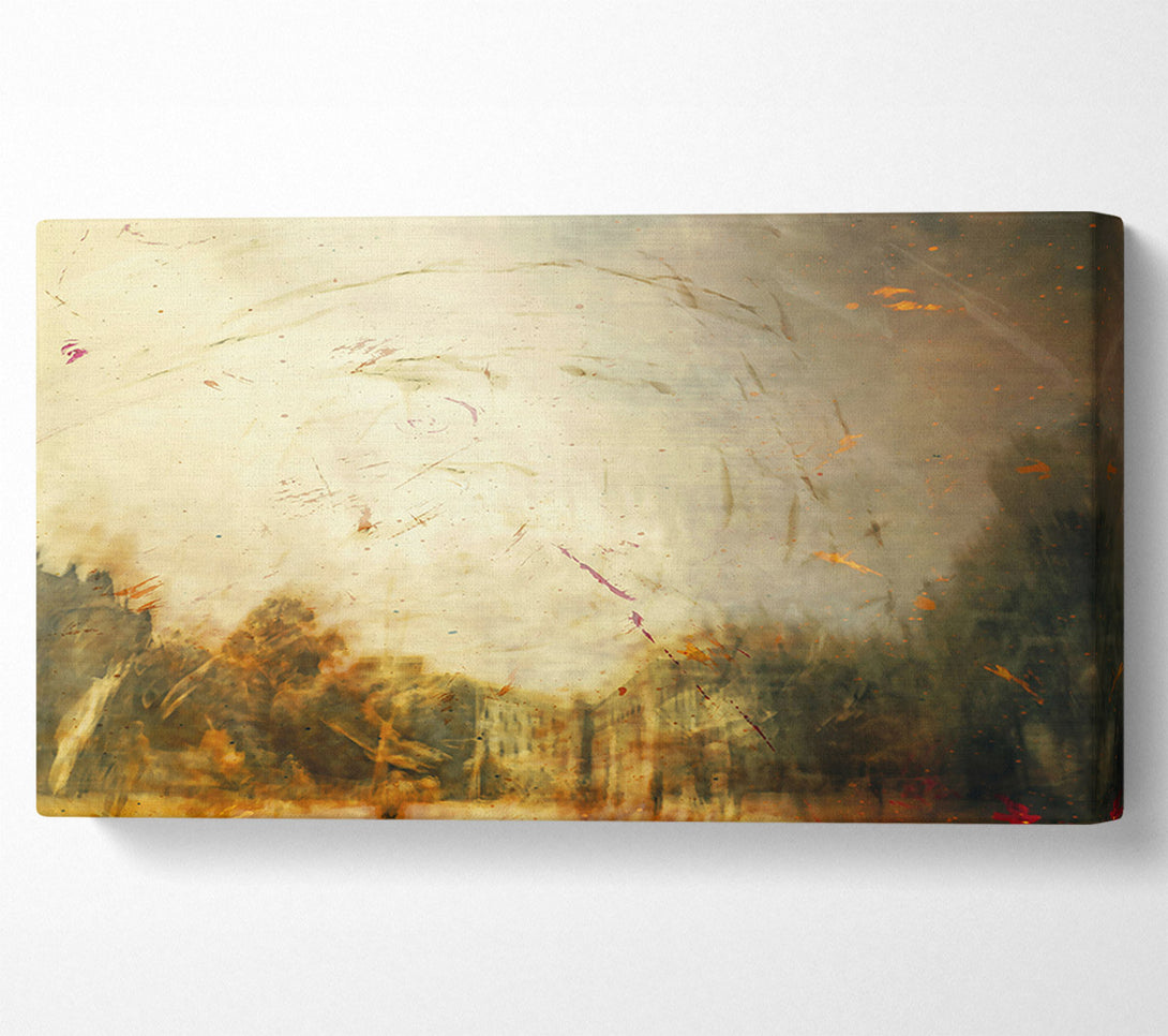  A Canvas Print of Golden Cityscape Reflections Canvas Art