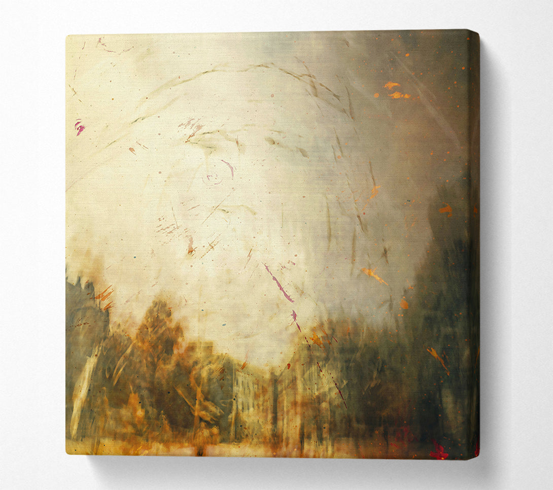  A Canvas Print of Golden Cityscape Reflections Canvas Art