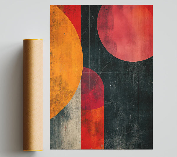 Crimson And Orange Circles Poster