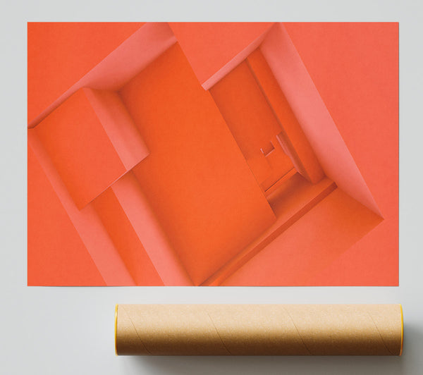 Coral Geometric Abstract Giclee Print