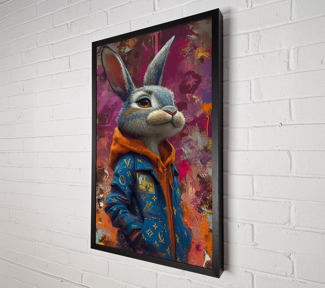  A Canvas Print of Blue Bunny Drip Canvas Print