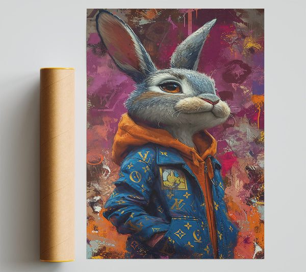 Blue Bunny Drip Poster