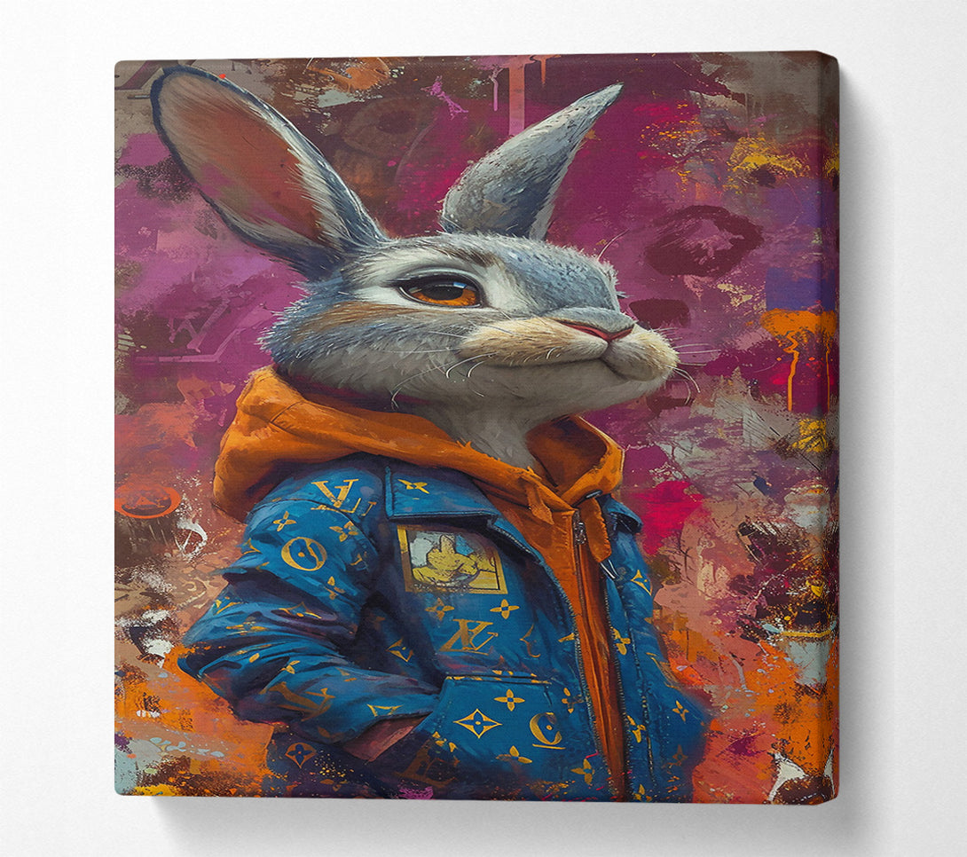  A Canvas Print of Blue Bunny Drip Canvas Print